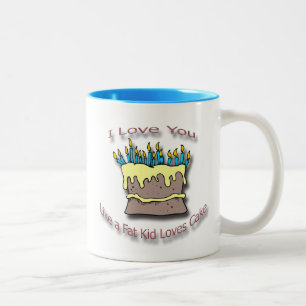 Taza Bicolor Velas gordas de la torta de los amores del niño