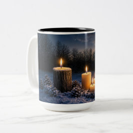 Taza Bicolor Velas Inspiradas en Solsticio en la Nieve