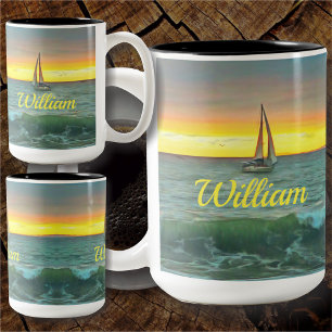 Taza Bicolor Velero en la Bahía de Banderas 0884