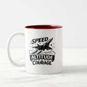 Taza Bicolor Velocidad Altitud Coraje Aviación Diseño de Avión