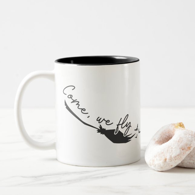 Taza Bicolor Ven, volamos (Con donut)