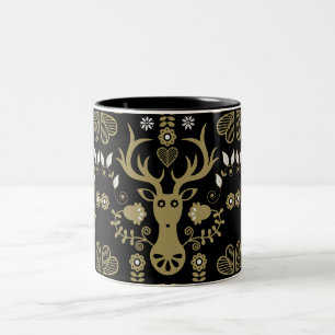 Taza Bicolor Venado de arte popular escandinavo moderno