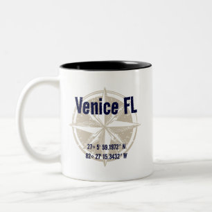 Taza Bicolor Venecia, Florida Longitud De La Latitud Náutica