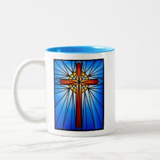 Taza Bicolor Ventana-Ilustracion cruzado del vitral