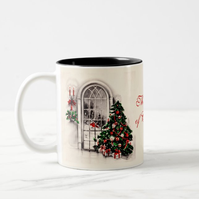 Taza Bicolor Ventana navidades Café Mug (Izquierda)