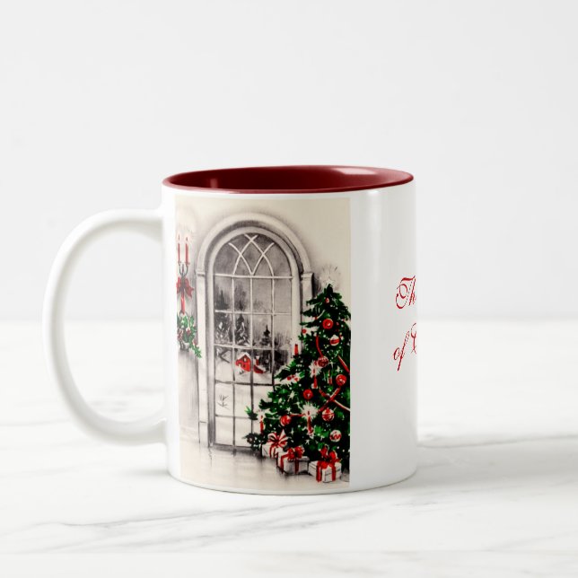 Taza Bicolor Ventana navidades Café Mug (Izquierda)