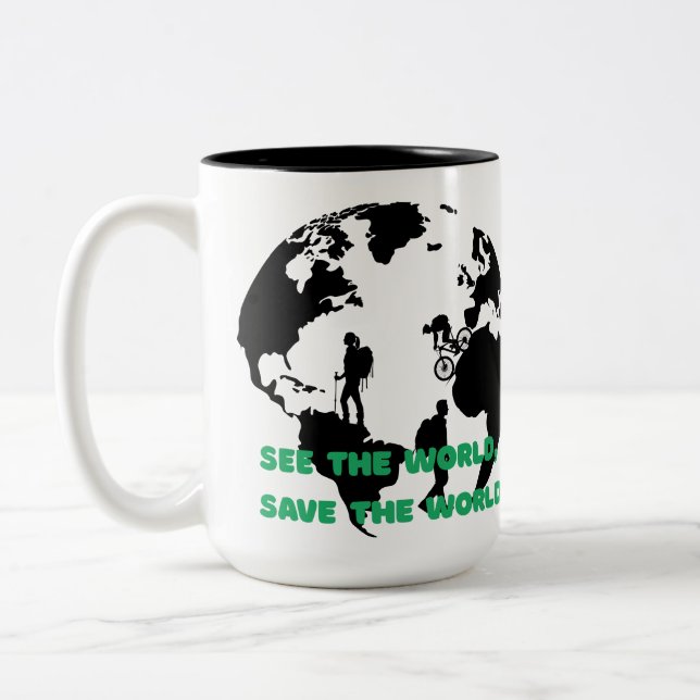 Taza Bicolor Ver el mundo Salven el ciclismo mundial (Izquierda)
