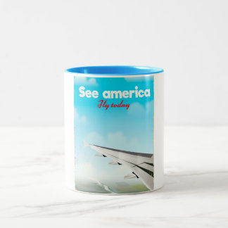Taza Bicolor Ver la impresión de vacaciones vintage de Estados 