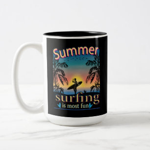 Taza Bicolor Verano - El Surf Es Más Divertido El Café De Dos T