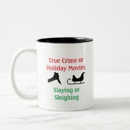 Taza Bicolor Verdadero crimen o películas navideñas tensas o en