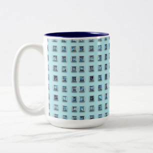Taza Bicolor Verde azulado azul y oro Gem moderno