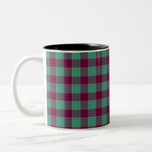 Taza Bicolor Verde Océano y Plaid de Madera de Mora Burgundy