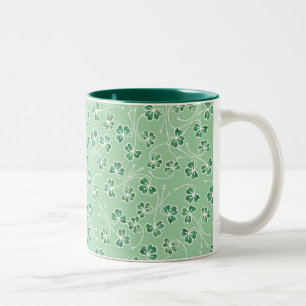 Taza Bicolor Verde oscuro Shamrock blanco señala honda verde pá