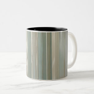 Taza Bicolor Verde Salvia Azul Polvoriento Gris Taupe Franja de