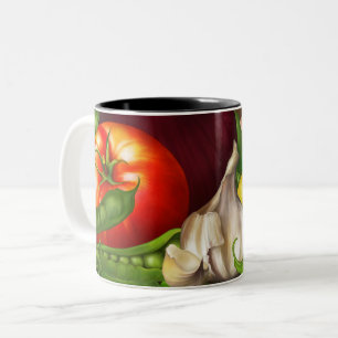 Taza Bicolor Verduras y hierbas Alimentos frescos orgánicos nat