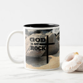 Taza Bicolor Versículo Bíblico de Dios es Mi Roca Cruz Negra Cr