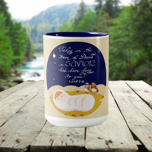 Taza Bicolor Verso de la Biblia de Navidad Lucas Personalizado 