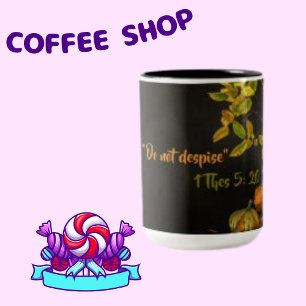 Taza Bicolor Verso religioso verde deja calabaza Naranja