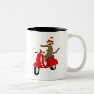 Taza Bicolor Vespa del mono del calcetín