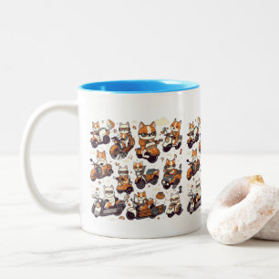 Taza Bicolor Vestidos silvestres montando scooters