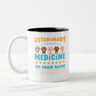 Taza Bicolor Vet Tech Veterinaria Funny Dibuja Sangre