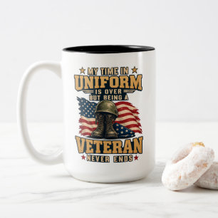 Taza Bicolor Veterano MI TIEMPO EN UNIFORME HA TERMINADO