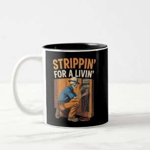 Taza Bicolor Viajando por vivir Electricista esqueleto divertid