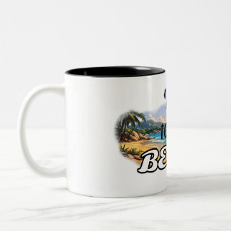Taza Bicolor Viaje a la playa Diseño de escape de puesta de sol