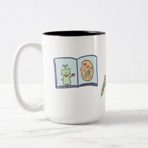 Taza Bicolor Viaje de Artistas Cuaderno de Bocetos Lindo Arte