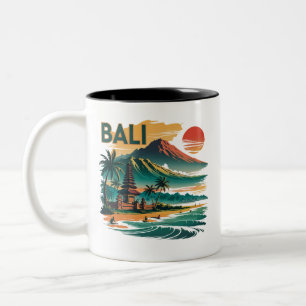 Taza Bicolor Viaje de Bali - Sunset Beach & Temple
