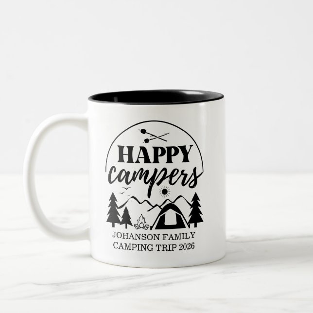 Taza Bicolor Viaje de camping familiar (Izquierda)