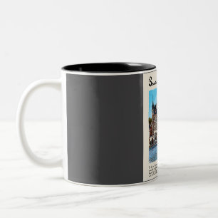 Taza Bicolor Viaje de color de agua de la cosecha de Bruselas