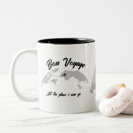 Taza Bicolor Viaje de jubilaciones Tema Fiesta Mapa Mundial Vin