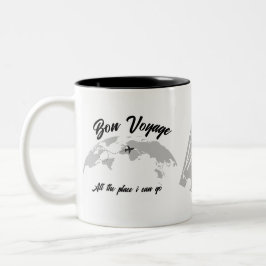 Taza Bicolor Viaje de jubilaciones Tema Fiesta Mapa Mundial Vin