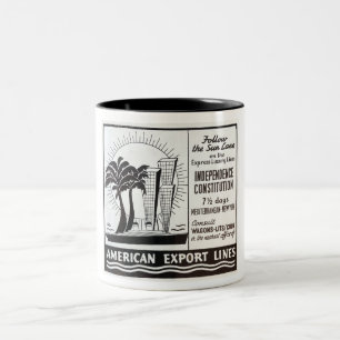 TAZA BICOLOR VIAJE DE LOS AÑOS 1940 POR PUBLICIDAD EN BUQUES