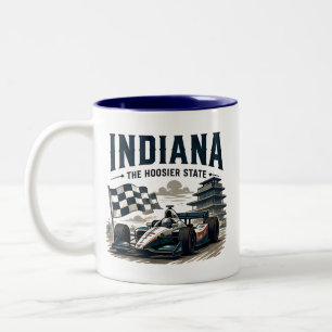 Taza Bicolor Viaje del patrimonio de carreras de Indiana