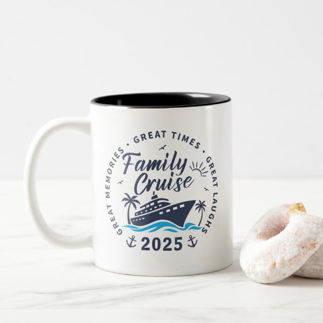 Taza Bicolor Viaje en crucero coincidente de grupo de crucero d (Con donut)