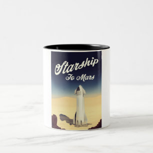 Taza Bicolor Viaje por el espacio con estilo vintage de Marte.