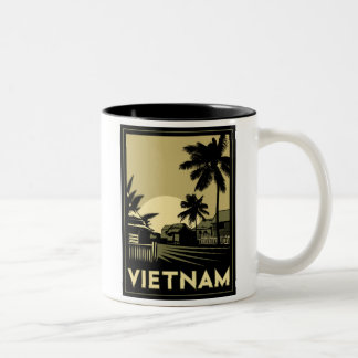 Taza Bicolor viaje retro del art déco de Vietnam Asia