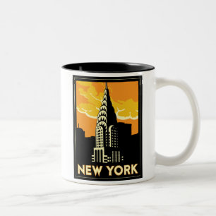 Taza Bicolor viaje retro del vintage de Nueva York Estados