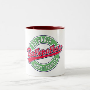 Taza Bicolor Viajero del mundo mochilero de Bulgaria