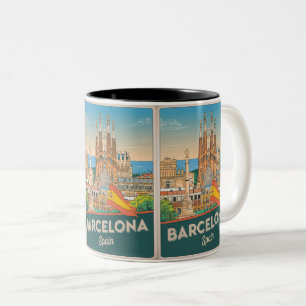 Taza Bicolor Viajes vintage barcelona sagrada familia