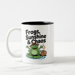 Taza Bicolor Vibes de rana y café caos