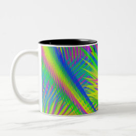 Taza Bicolor Vibes Mug | Arte abstracto tropical vibrante