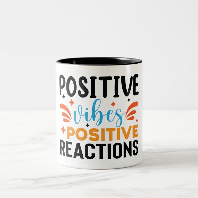 Taza Bicolor Vibes positivas | Cita motivacional (Centro)