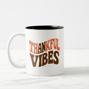Taza Bicolor Vibraciones de agradecimiento Día de Acción de Gra