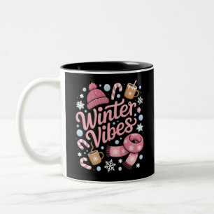 Taza Bicolor Vibraciones de Invierno Temporada Clima Frío Hola 
