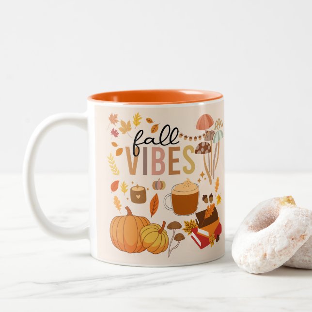 Taza Bicolor Vibraciones de Otoño (Con donut)