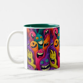 Taza Bicolor Vibrant Abstract Cartoon Creature Mug