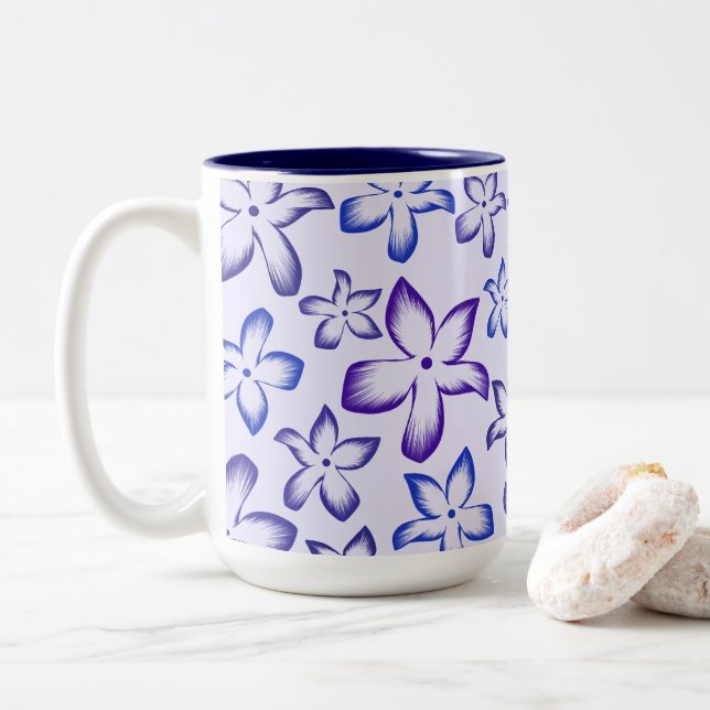 Taza Bicolor Vibrant Blue Purple Gradient Flower (Con donut)